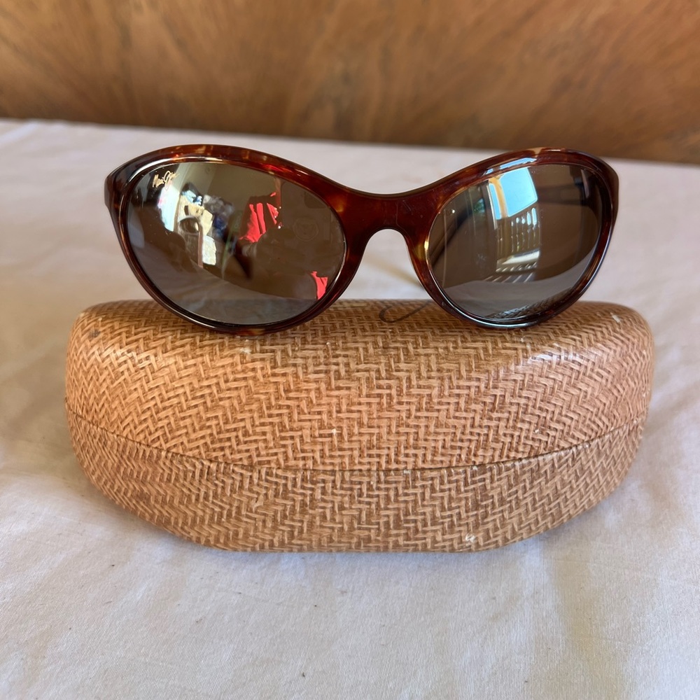 Vintage Maui Jim Regatta MJ 159-10 Brown Tortoise Sunglasses W/Rose Polarized
